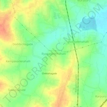 Mappa topografica Byagadadenahalli, altitudine, rilievo