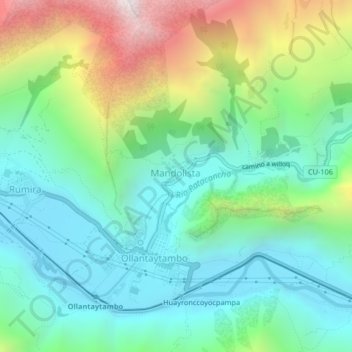 Mappa topografica Bandolista, altitudine, rilievo