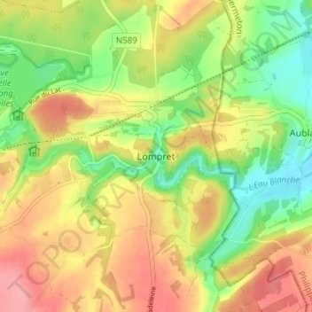 Mappa topografica Lompret, altitudine, rilievo