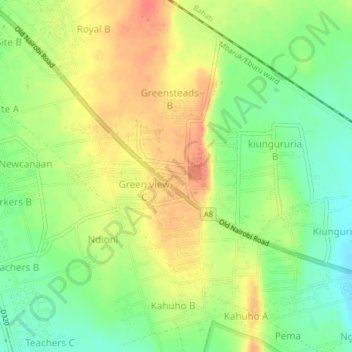 Mappa topografica Greensteads, altitudine, rilievo