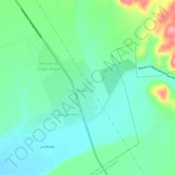 Mappa topografica Díaz Ordaz, altitudine, rilievo