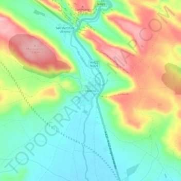 Mappa topografica Ubierna, altitudine, rilievo