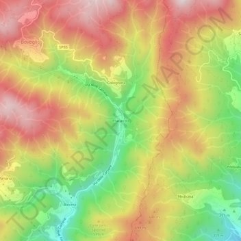 Mappa topografica Pracando, altitudine, rilievo