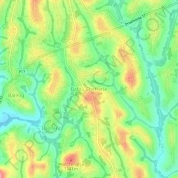 Mappa topografica Bafou Chefferie, altitudine, rilievo