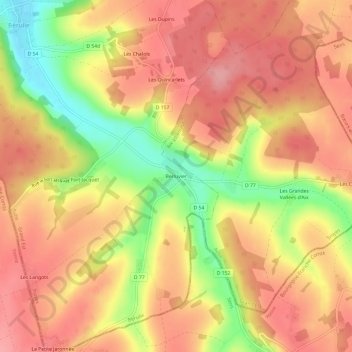 Mappa topografica Berluvier, altitudine, rilievo