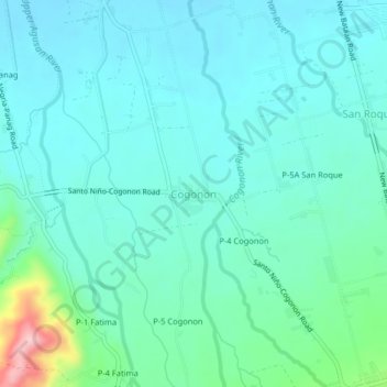 Mappa topografica Cogonon, altitudine, rilievo