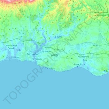 Mappa topografica Lagoa, altitudine, rilievo