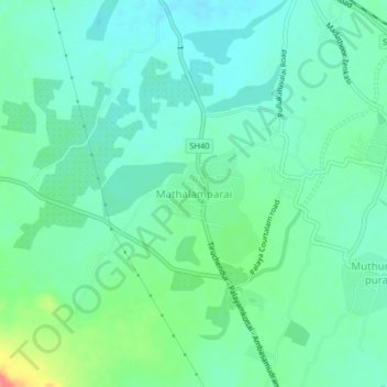 Mappa topografica Mathalamparai, altitudine, rilievo