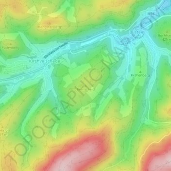 Mappa topografica Brenscheid, altitudine, rilievo