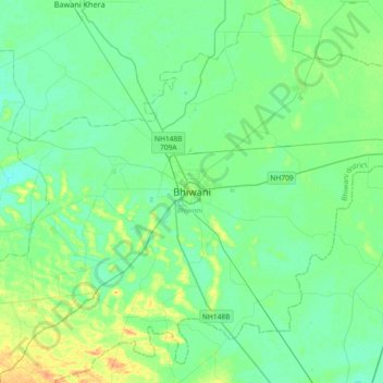 Mappa topografica Bhiwani, altitudine, rilievo