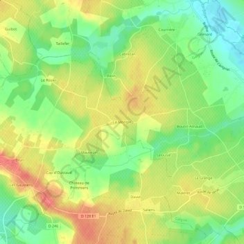 Mappa topografica La Mongie, altitudine, rilievo