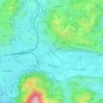 Mappa topografica Sarsan, altitudine, rilievo