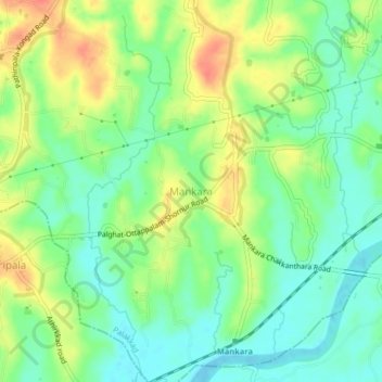 Mappa topografica Mankara, altitudine, rilievo