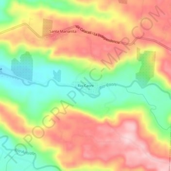 Mappa topografica Rio Caoni, altitudine, rilievo