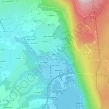 Mappa topografica La Serraz, altitudine, rilievo
