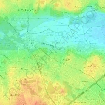 Mappa topografica Le Vignan, altitudine, rilievo