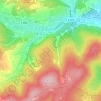 Mappa topografica Flur 7, altitudine, rilievo