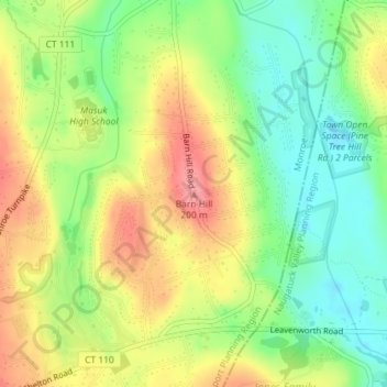 Mappa topografica Barn Hill, altitudine, rilievo
