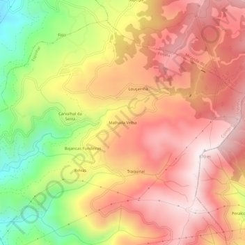 Mappa topografica Malhada Velha, altitudine, rilievo