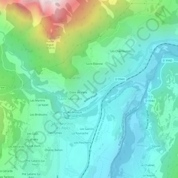 Mappa topografica Fontfourane, altitudine, rilievo