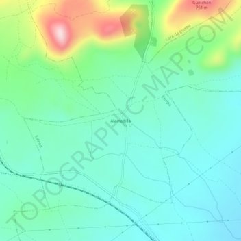 Mappa topografica Alamedilla, altitudine, rilievo