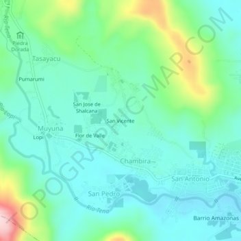Mappa topografica San vicente, altitudine, rilievo