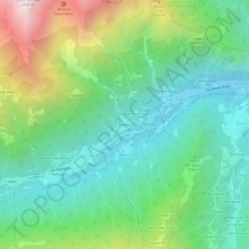 Mappa topografica Roletto, altitudine, rilievo
