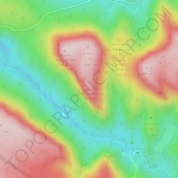 Mappa topografica Cerro Moreno, altitudine, rilievo