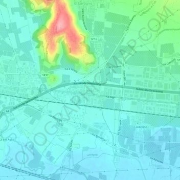 Mappa topografica Vago, altitudine, rilievo