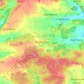 Mappa topografica Thürnhofen, altitudine, rilievo