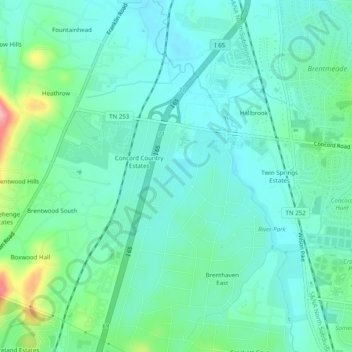 Mappa topografica Brenthaven North, altitudine, rilievo