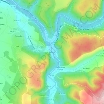 Mappa topografica Le Pont, altitudine, rilievo