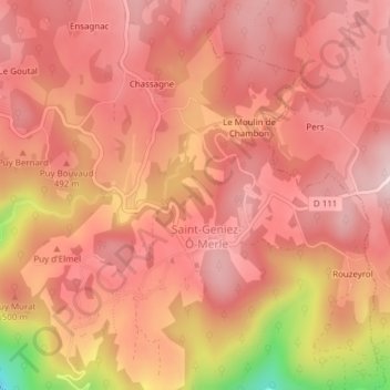 Mappa topografica Soult, altitudine, rilievo