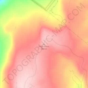 Mappa topografica High Point, altitudine, rilievo