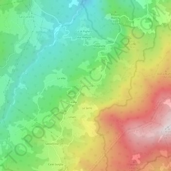 Mappa topografica Boccassuolo, altitudine, rilievo
