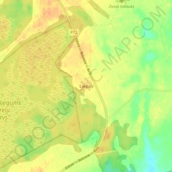 Mappa topografica Liepas, altitudine, rilievo