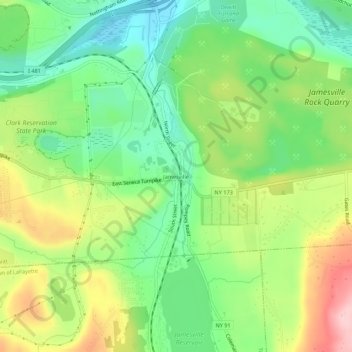 Mappa topografica Jamesville, altitudine, rilievo