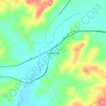 Mappa topografica Meckering, altitudine, rilievo
