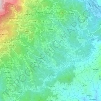 Mappa topografica Cereie, altitudine, rilievo