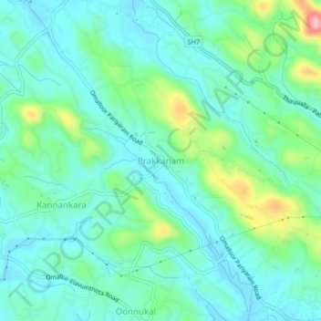 Mappa topografica Prakkanam, altitudine, rilievo