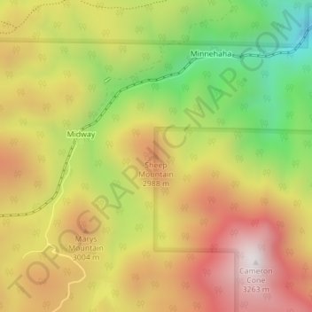 Mappa topografica Sheep Mountain, altitudine, rilievo