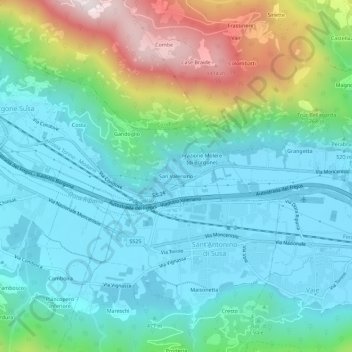 Mappa topografica San Valeriano, altitudine, rilievo