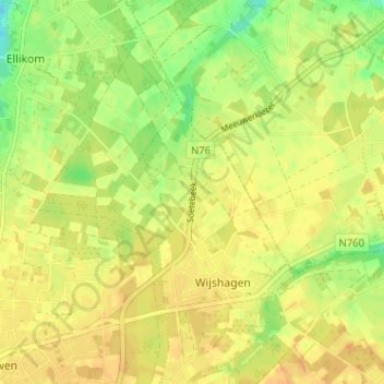 Mappa topografica Zoetebeek, altitudine, rilievo