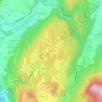 Mappa topografica Salières, altitudine, rilievo
