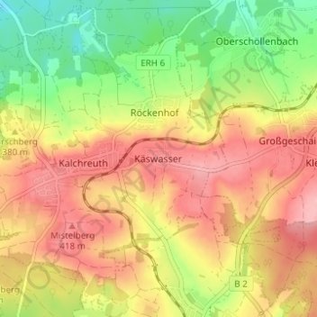 Mappa topografica Käswasser, altitudine, rilievo