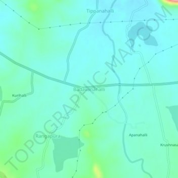Mappa topografica Badavanahalli, altitudine, rilievo