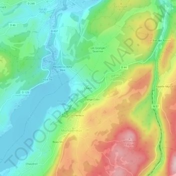 Mappa topografica Chaon, altitudine, rilievo