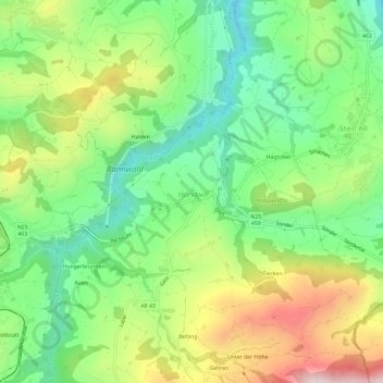 Mappa topografica Hundwil, altitudine, rilievo