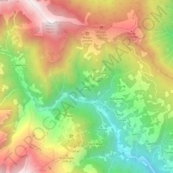Mappa topografica Cacet, altitudine, rilievo