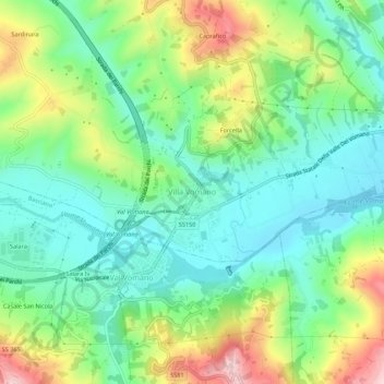 Mappa topografica Villa Vomano, altitudine, rilievo